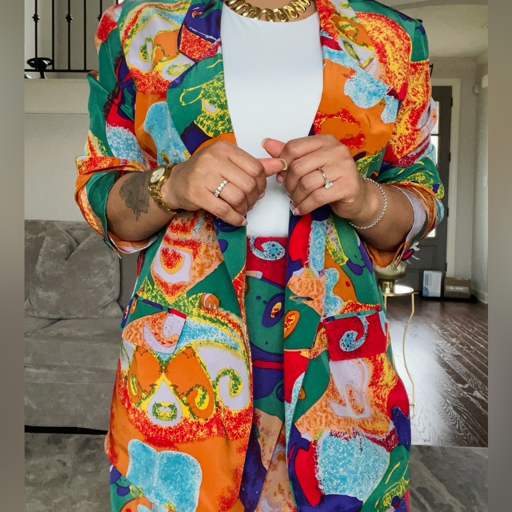 DONCASTER 100% COLORFUL SILK MATCHING SKIRT SET
